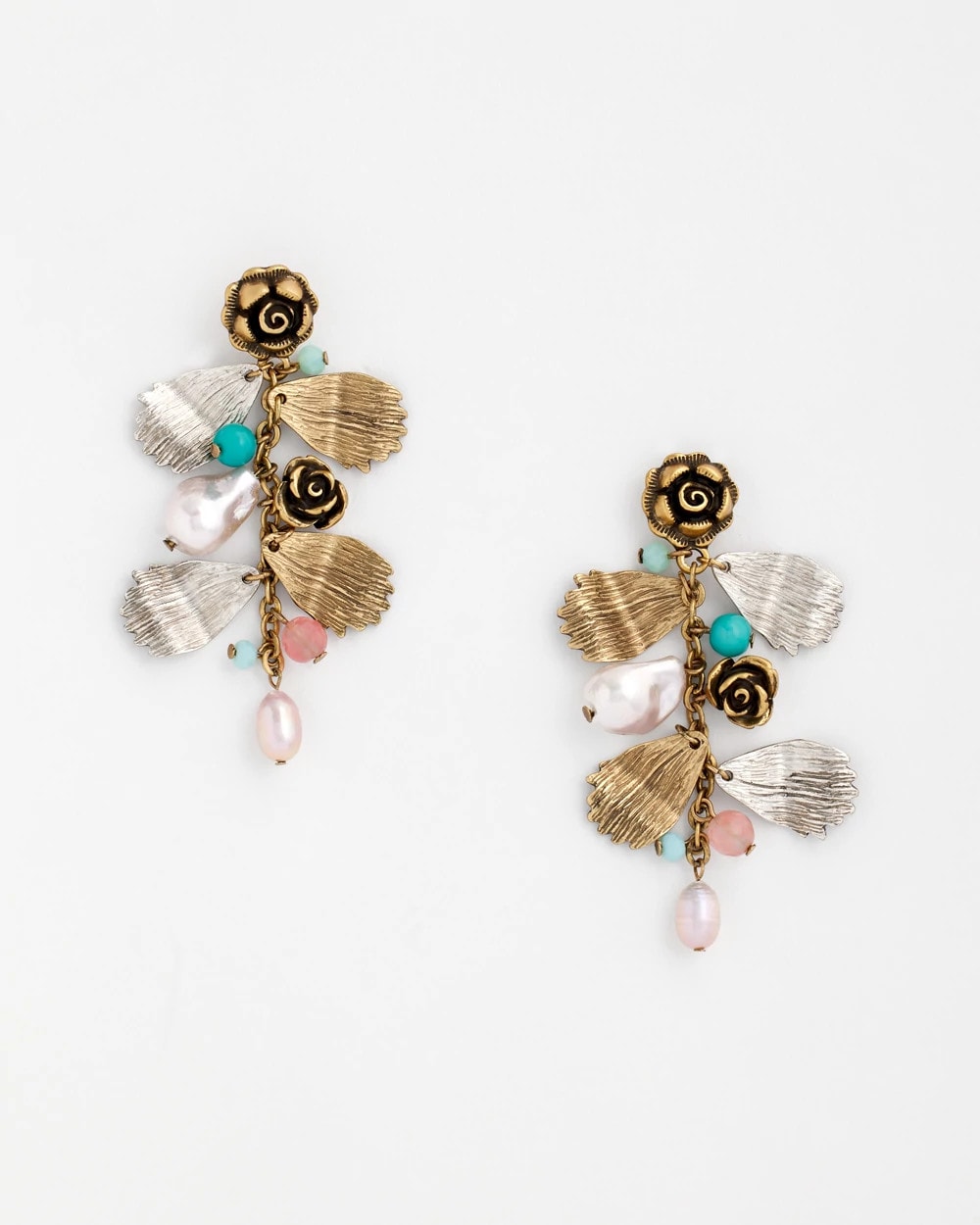 Chico's Women | Floral Pearl Charm Earrings MULTI