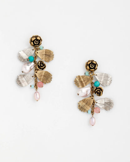 Chico's Women | Floral Pearl Charm Earrings MULTI