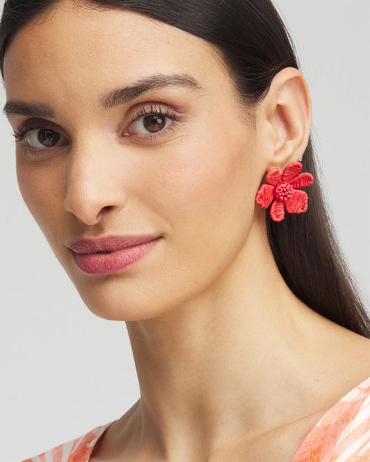 Chico's Women | No Droop™ Coral Floral Stud Earrings CORAL