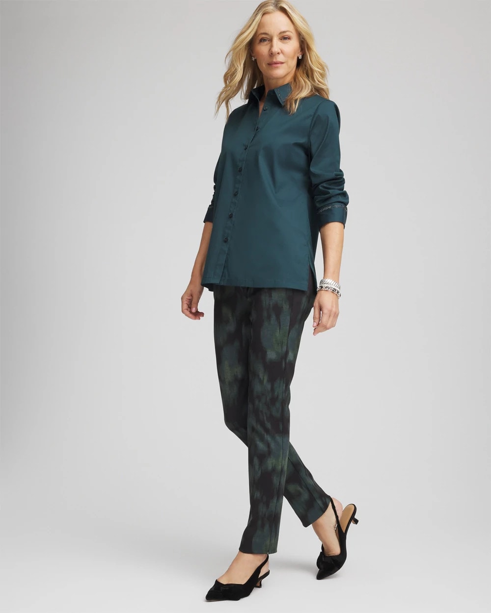Chico's Women | Brinkly Blur Juliet Slim Ankle Pants BLACK