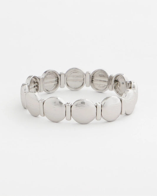 Chico's Women | Silver Textured Circle Stretch Bracelet SILVER