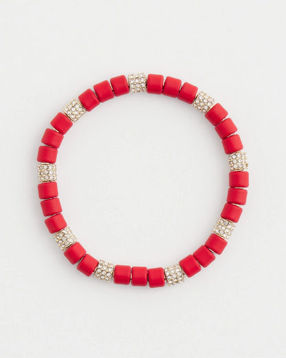 Chico's Women | Red Barrel Bead Stretch Bracelet RED