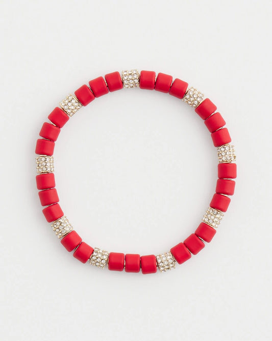 Chico's Women | Red Barrel Bead Stretch Bracelet RED