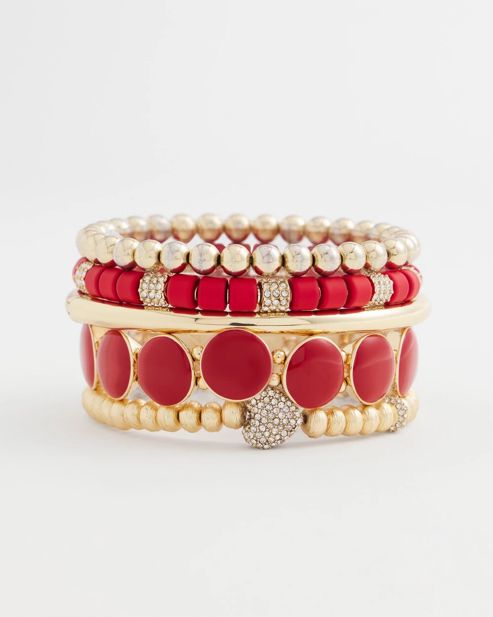 Chico's Women | Red Barrel Bead Stretch Bracelet RED