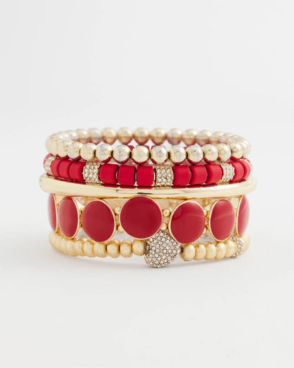 Chico's Women | Red Barrel Bead Stretch Bracelet RED
