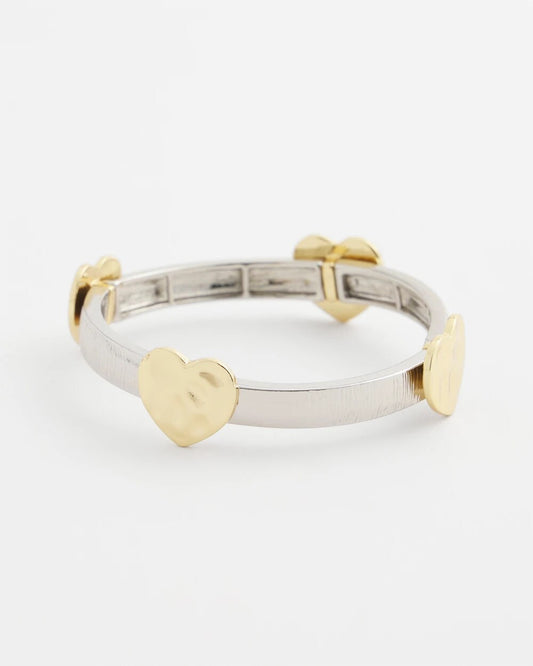 Chico's Women | Mixed Metal Heart Stretch Bracelet MIXED METALS