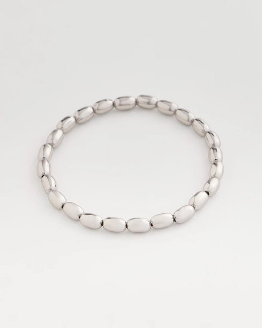 Chico's Women | Silvertone Oval Beaded Stretch Bracelet SILVER