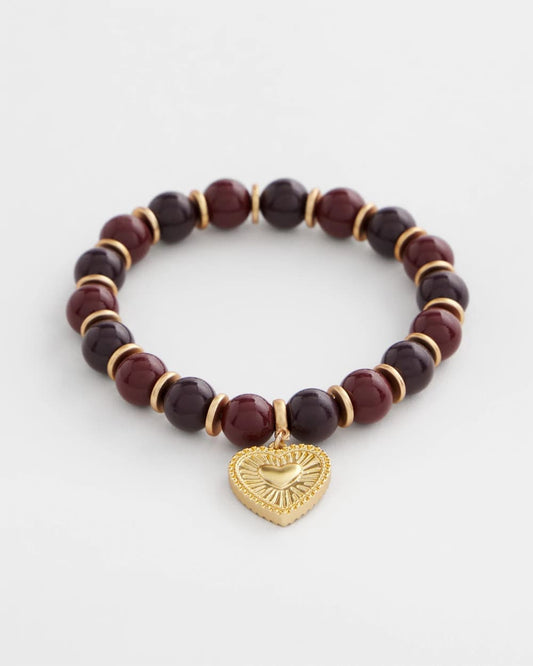 Chico's Women | Chianti Stretch Beaded Charm Bracelet DEEP CHIANTI