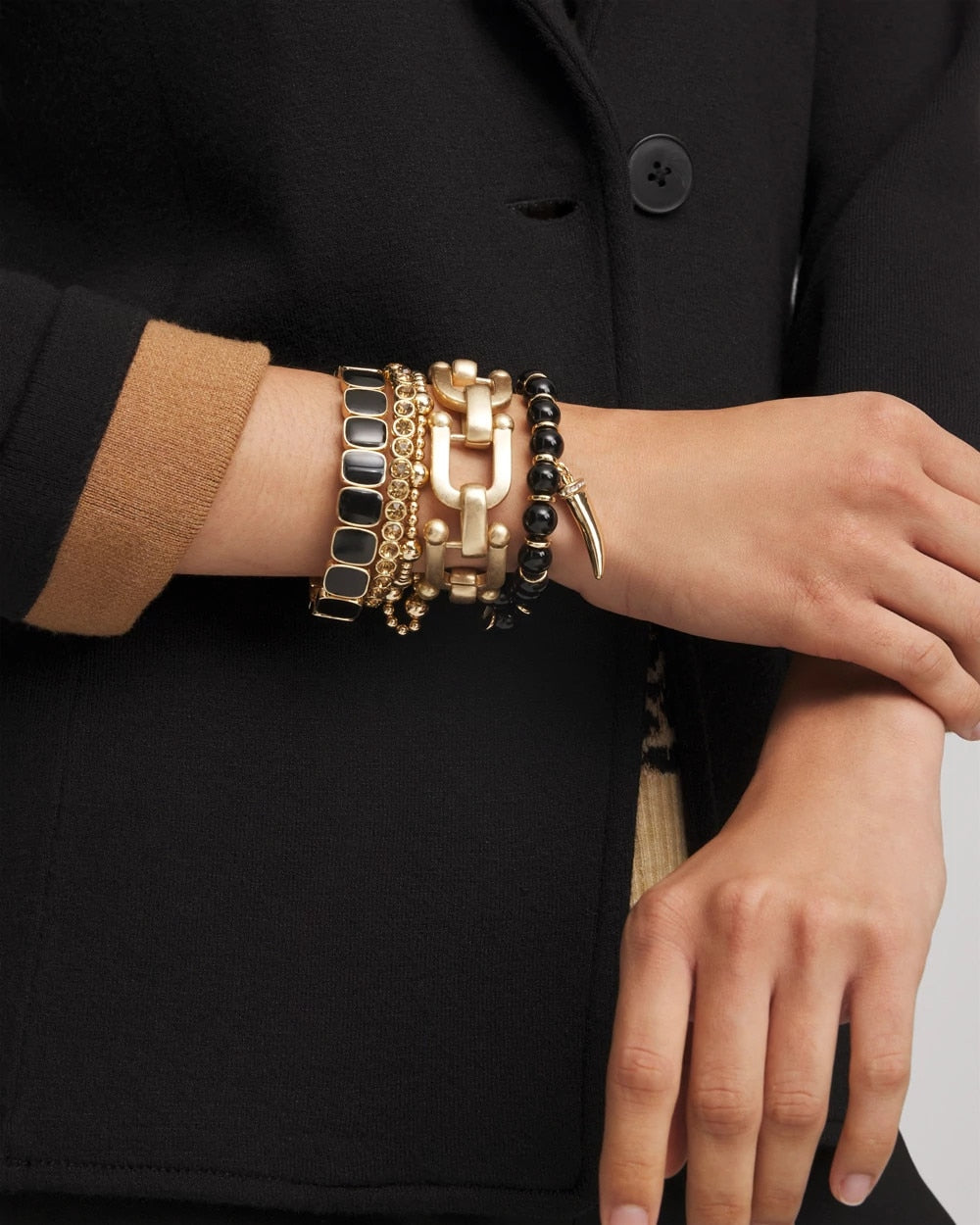 Chico's Women | Chico's Originals Black Square Stretch Bracelet BLACK