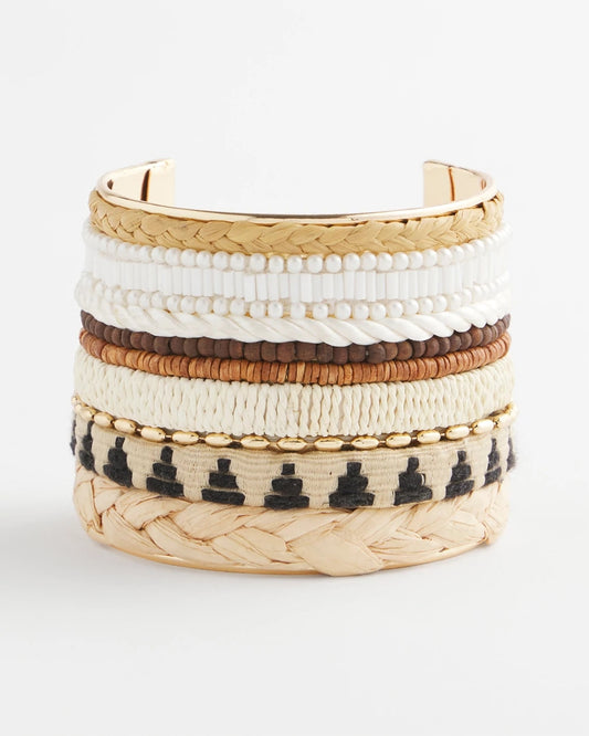 Chico's Women | Mixed Media Textured Cuff Bracelet NEUTRAL