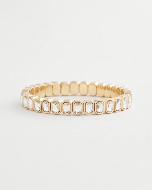 Chico's Women | Gold Bezel Set Stretch Tennis Bracelet
