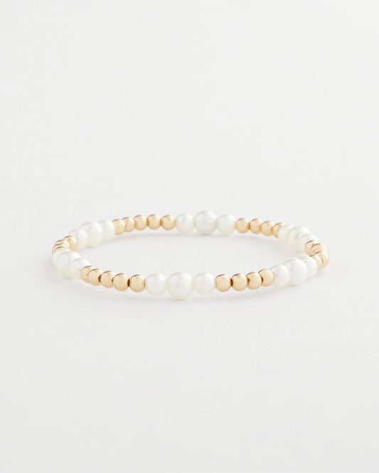 Chico's Women | Goldtone Bead Stretch Bracelet PEARL
