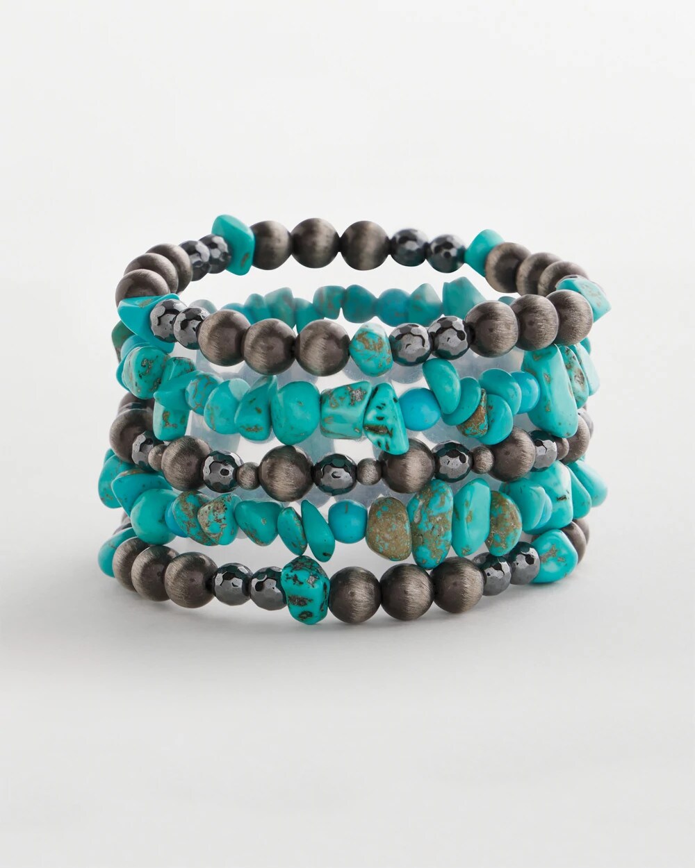 Chico's Women | Turquoise Stone Stretch Set of Five Beaded Bracelets TURQUOISE