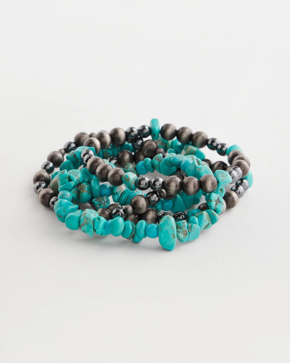 Chico's Women | Turquoise Stone Stretch Set of Five Beaded Bracelets TURQUOISE