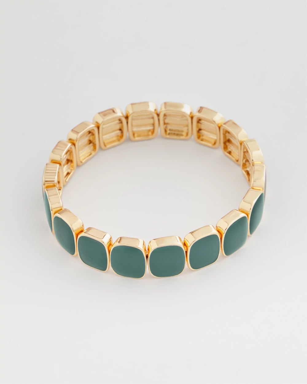Chico's Women | Resin Goldtone Square Stretch Bracelet DARKEST SPRUCE