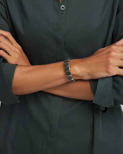 Chico's Women | Resin Goldtone Square Stretch Bracelet DARKEST SPRUCE