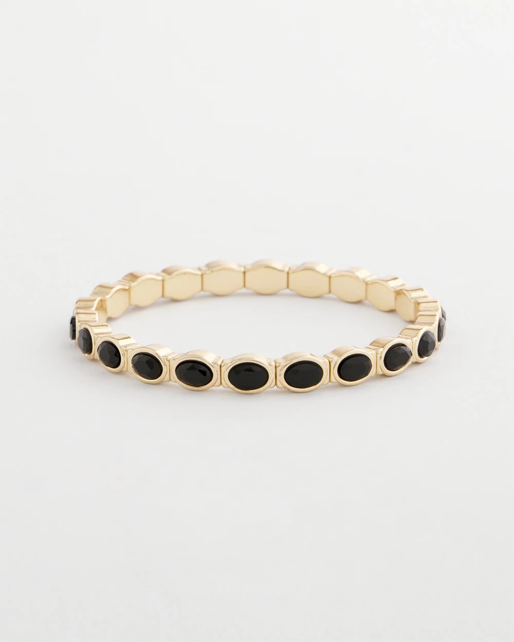 Chico's Women | Small Black Faceted Gem Stretch Cuff Bracelet BLACK