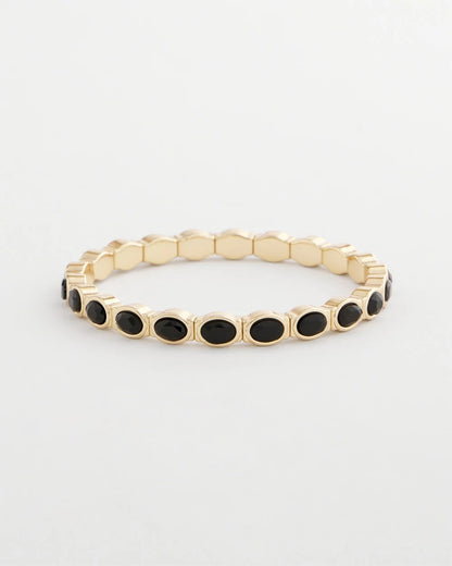 Chico's Women | Small Black Faceted Gem Stretch Cuff Bracelet BLACK