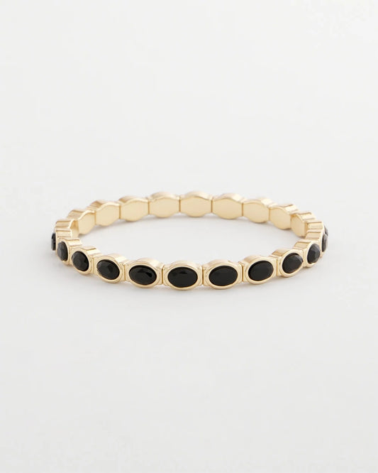 Chico's Women | Small Black Faceted Gem Stretch Cuff Bracelet BLACK