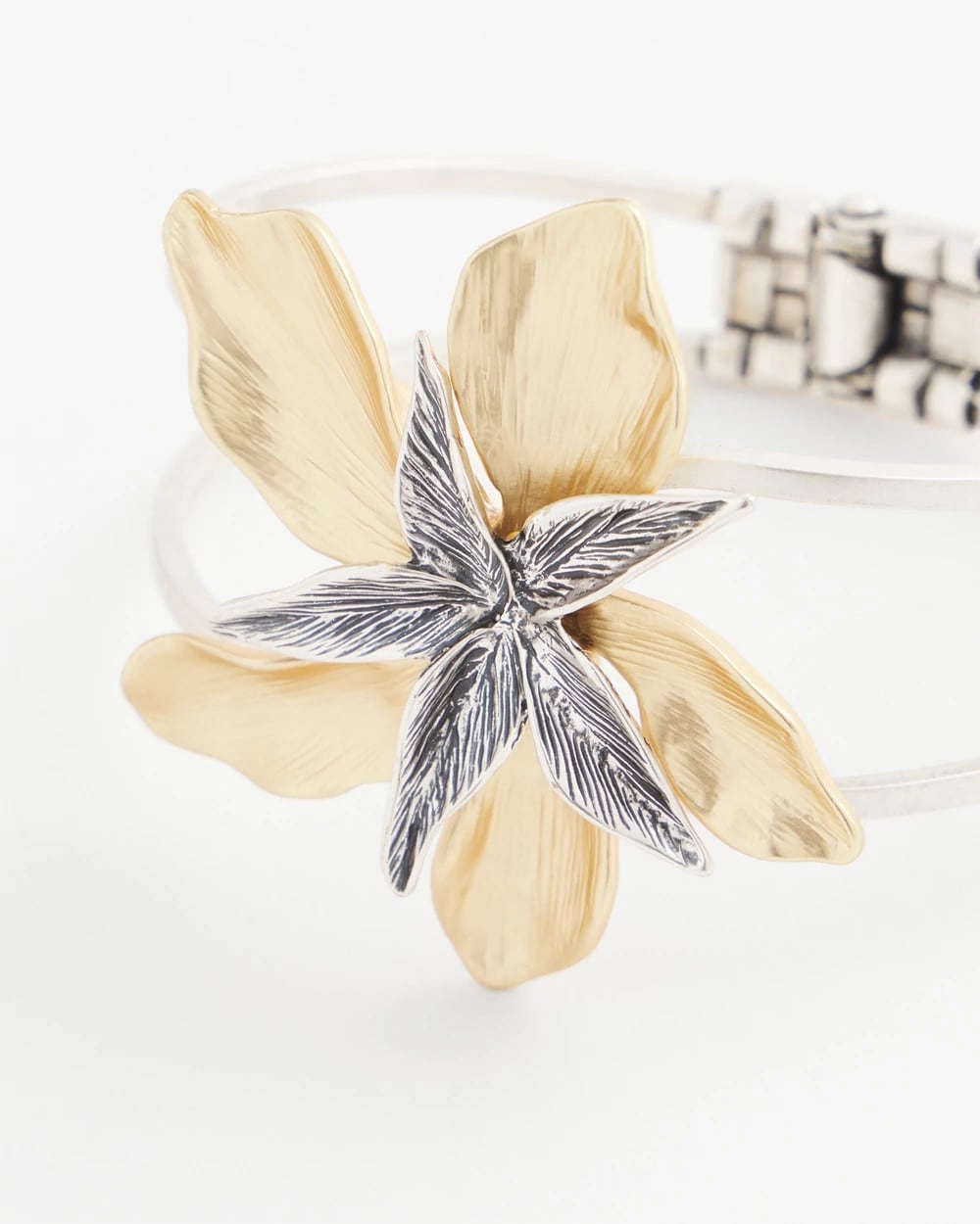 Chico's Women | Mixed-Metal Floral Cuff Bangle Bracelet MIXED METALS