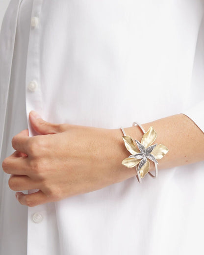 Chico's Women | Mixed-Metal Floral Cuff Bangle Bracelet MIXED METALS