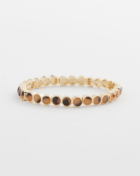 Chico's Women | Tortoise Goldtone Round Stretch Bracelet BROWN