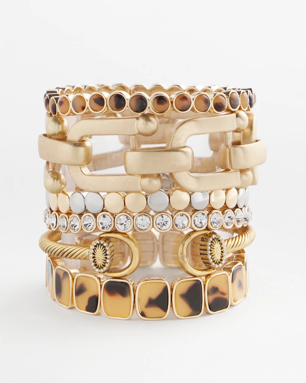 Chico's Women | Tortoise Goldtone Round Stretch Bracelet BROWN