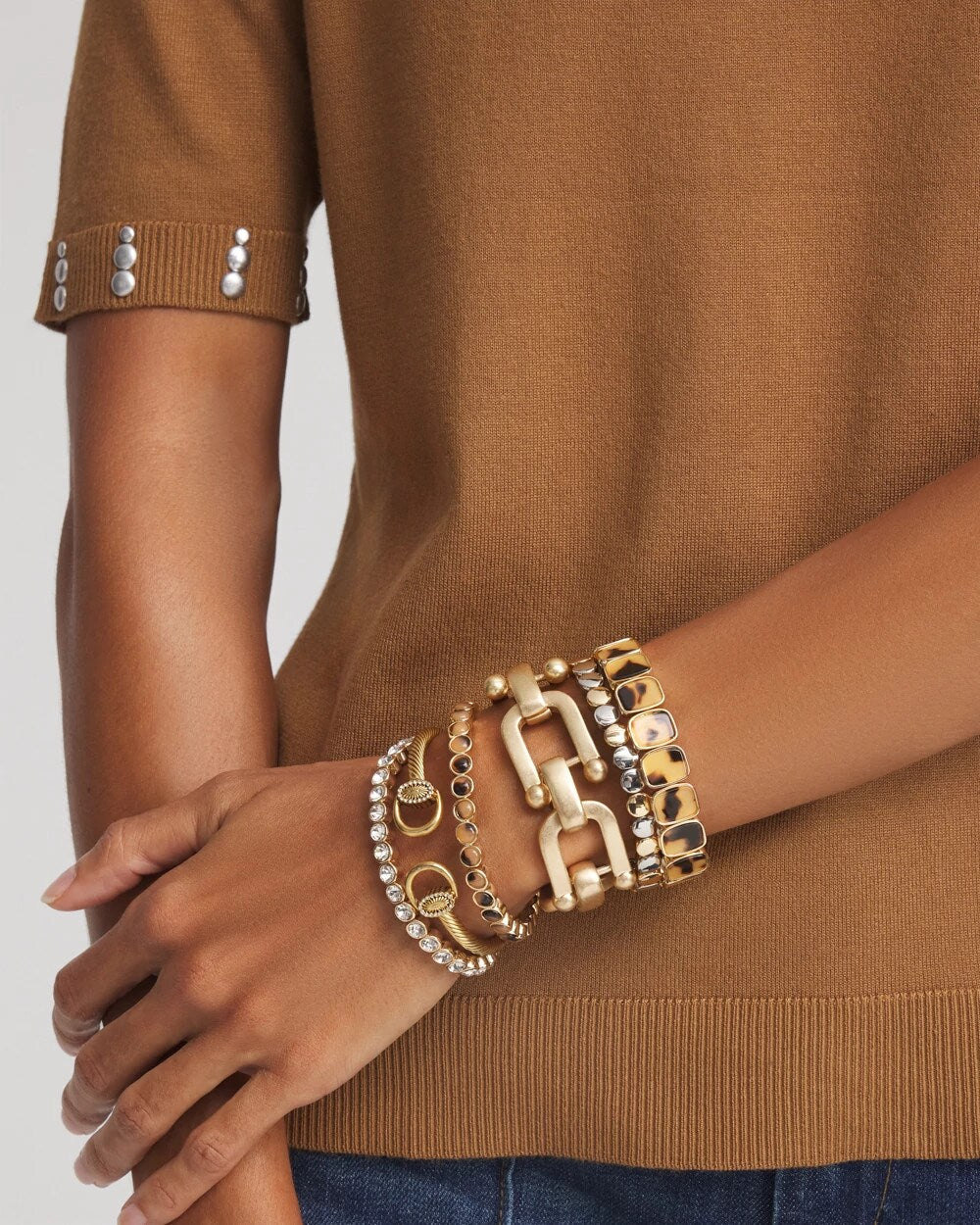 Chico's Women | Tortoise Square Stretch Bracelet BROWN