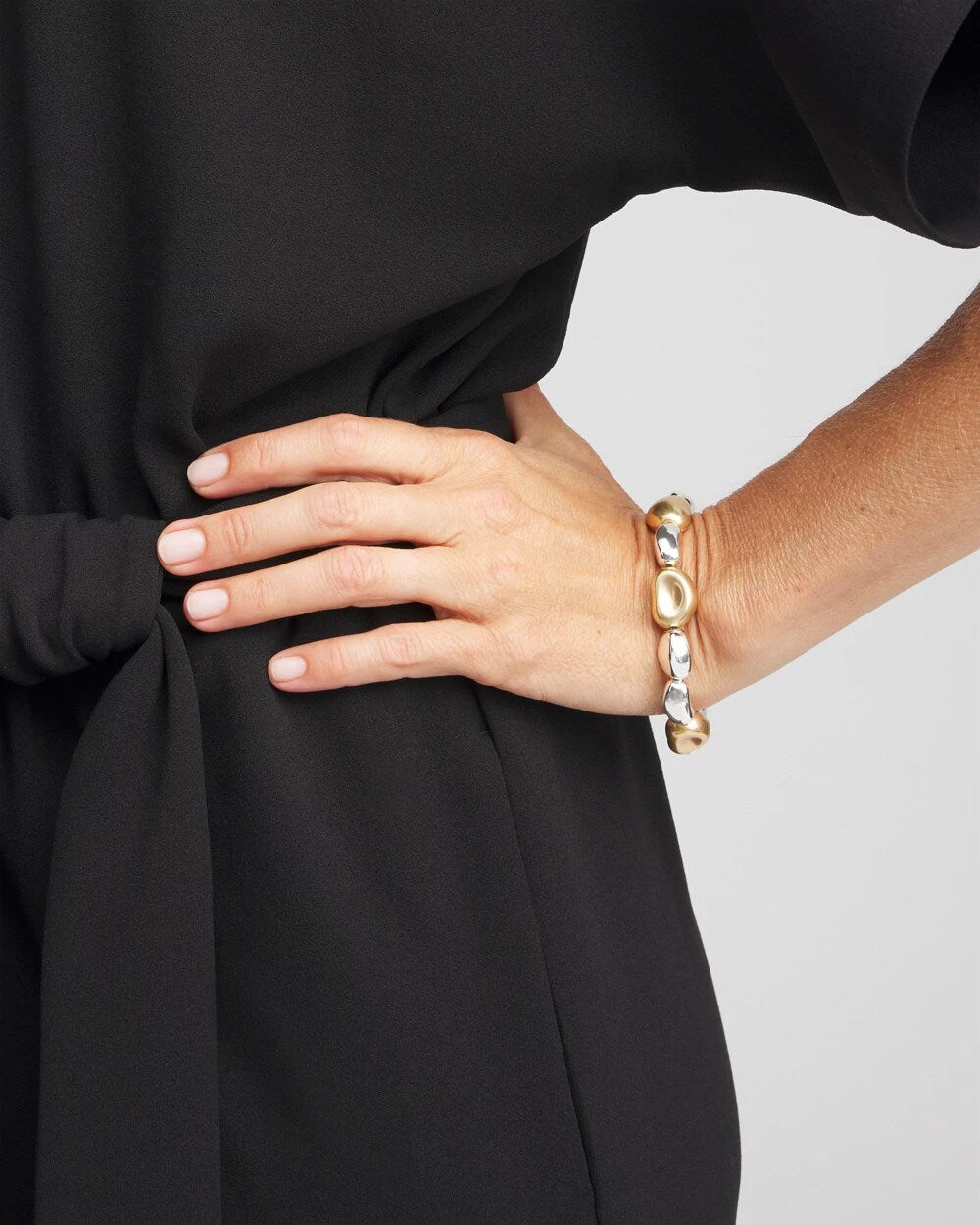 Chico's Women | Gold & Silver Tone Beaded Stretch Bracelet MIXED METALS
