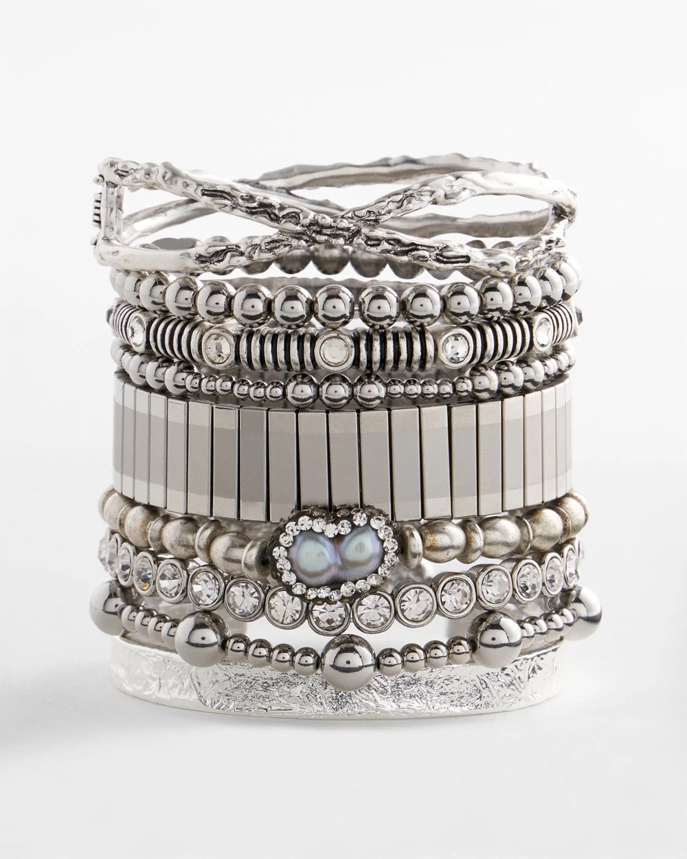 Chico's Women | Silver Tone Stretch Watchband Bracelet SILVER