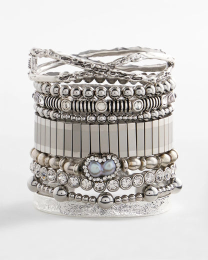 Chico's Women | Silver Tone Stretch Watchband Bracelet SILVER