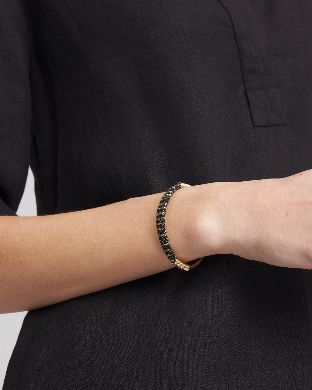 Chico's Women | Thread Wrapped Cuff Bracelet BLACK/GOLD