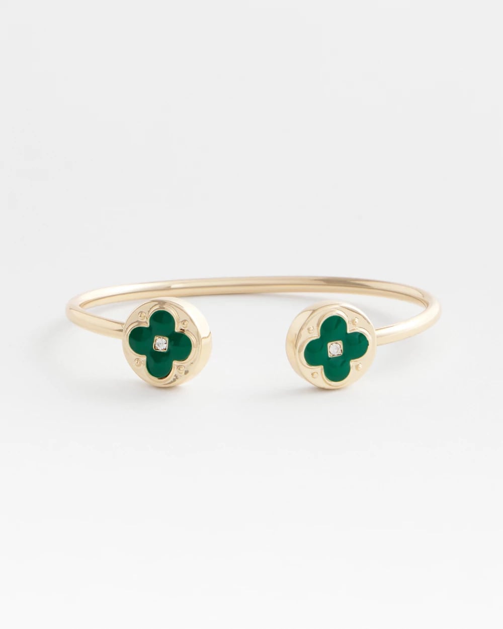 Chico's Women | Four Leaf Clover Flex Cuff Bracelet GREEN