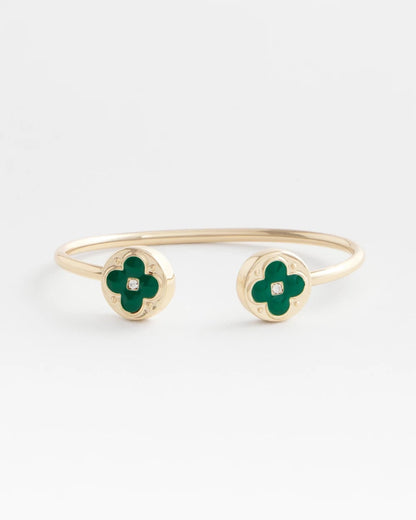 Chico's Women | Four Leaf Clover Flex Cuff Bracelet GREEN