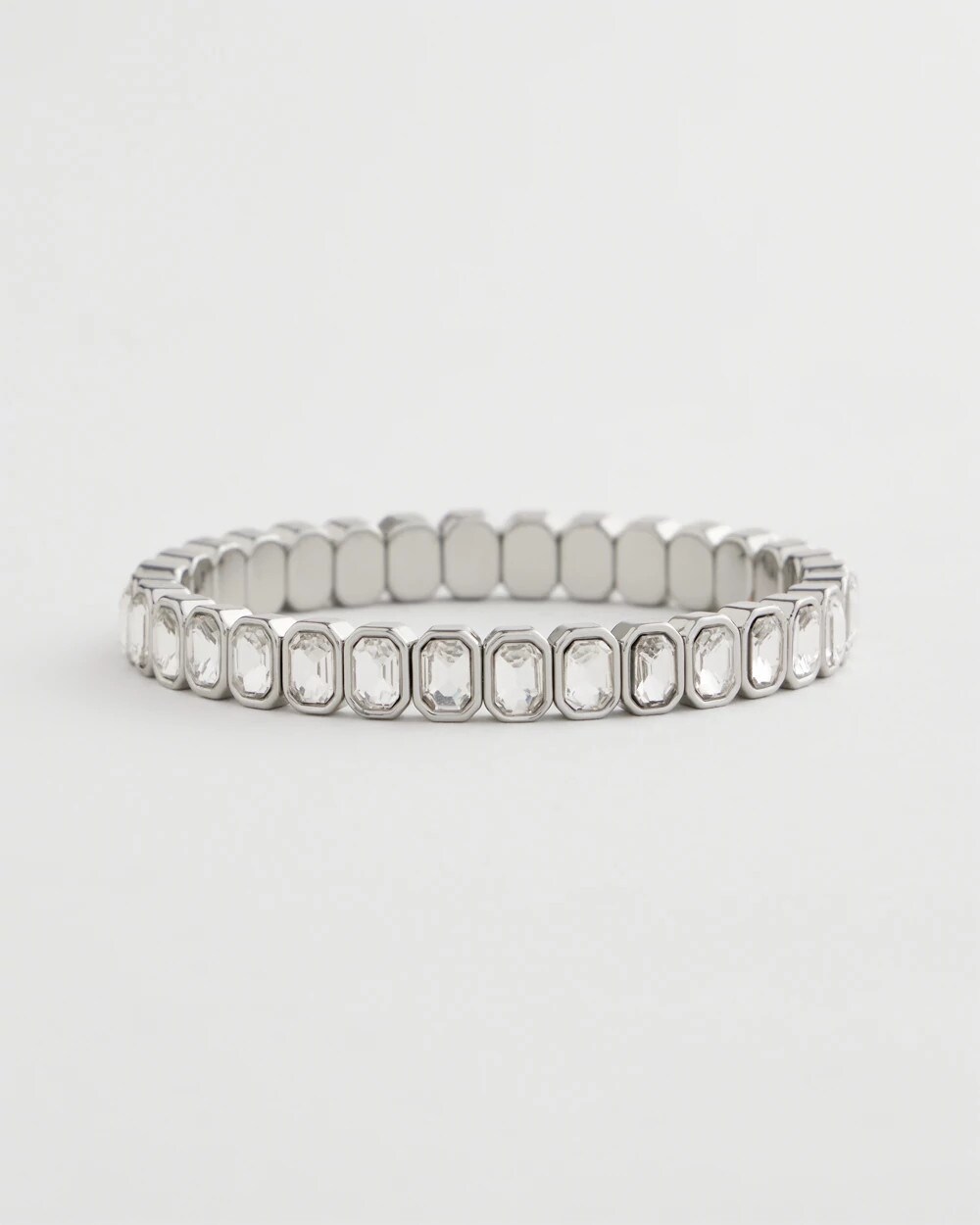 Chico's Women | Silver Bezel Set Stretch Tennis Bracelet