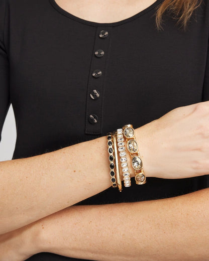 Chico's Women | Large Faceted Gem Stretch Bracelet BLACK