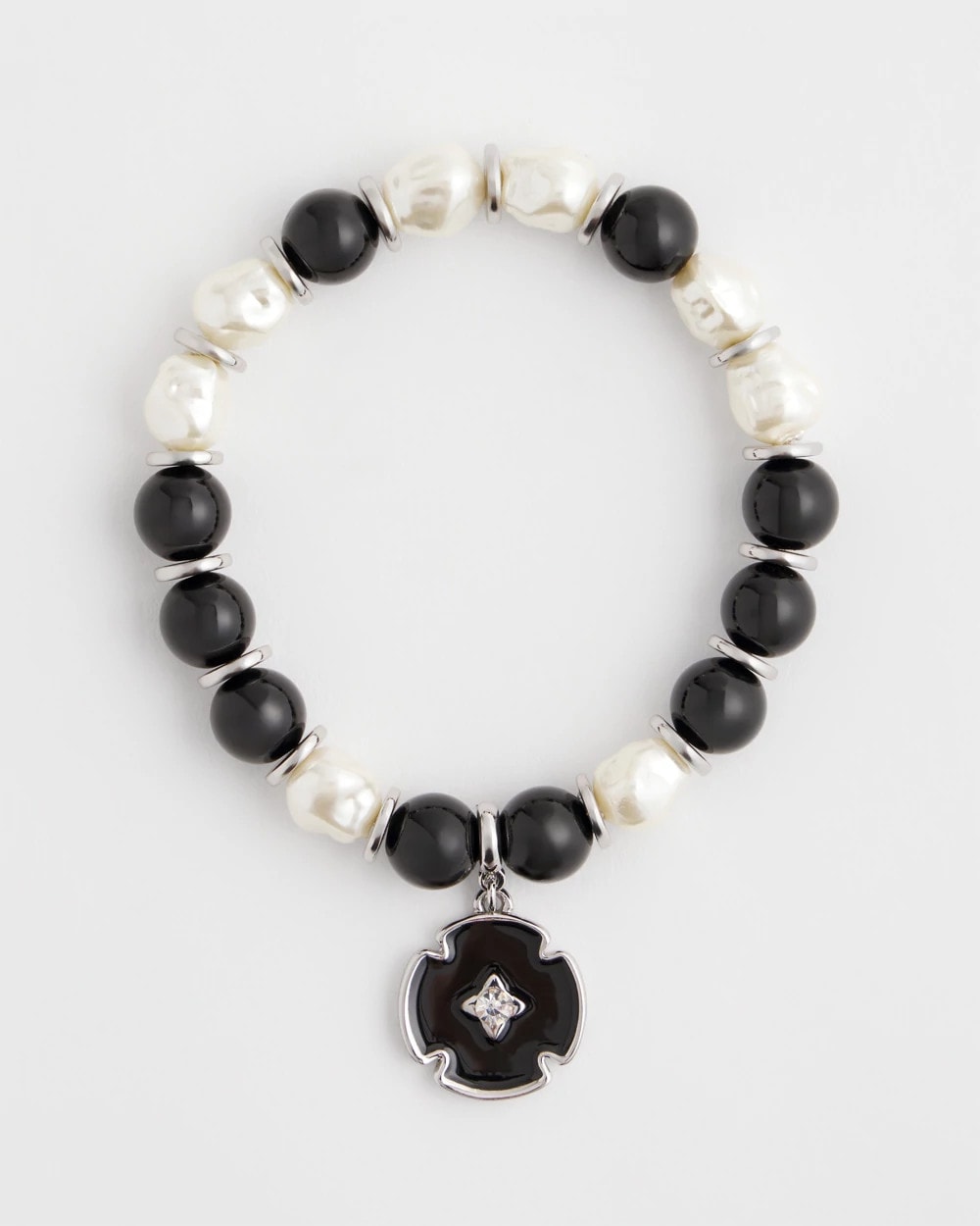 Chico's Women | Beaded Stretch Charm Bracelet BLACK/MULTI