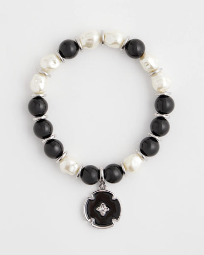 Chico's Women | Beaded Stretch Charm Bracelet BLACK/MULTI