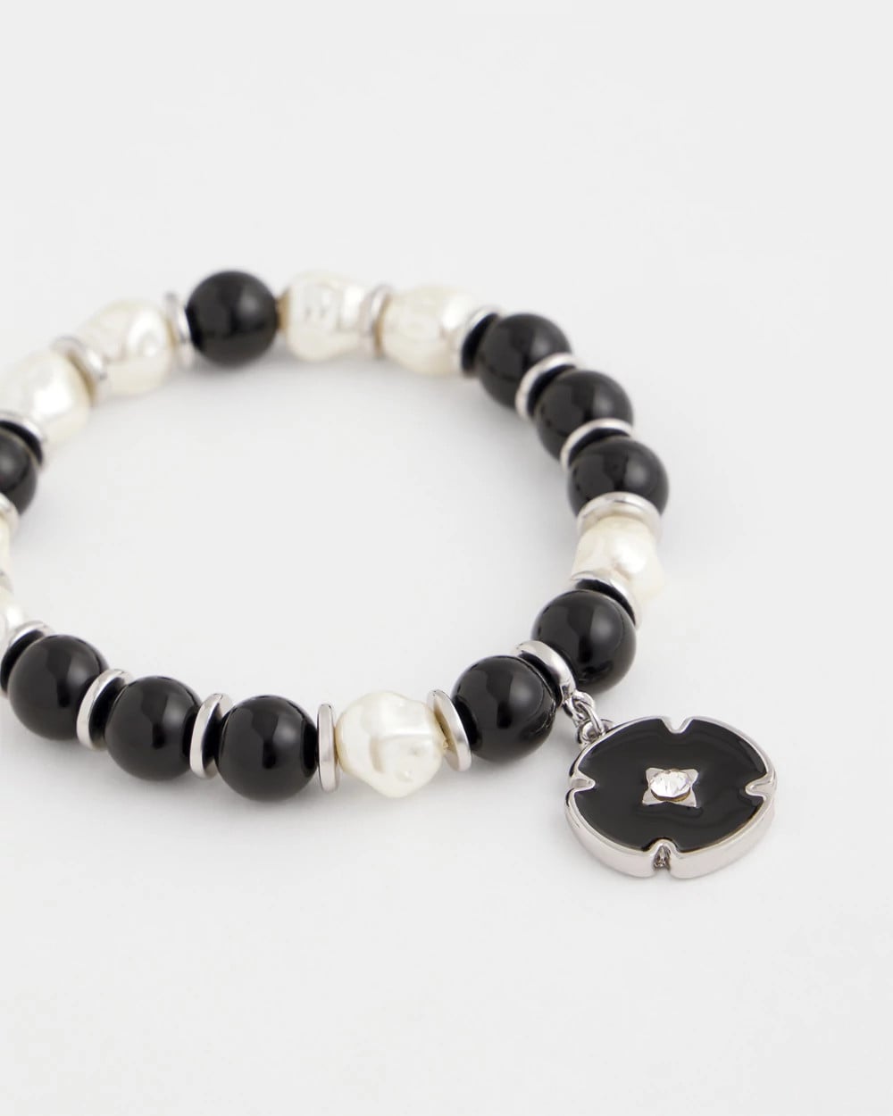 Chico's Women | Beaded Stretch Charm Bracelet BLACK/MULTI