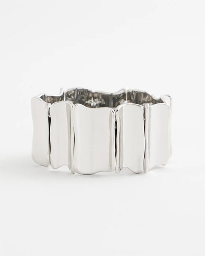 Chico's Women | Silvertone Wave Stretch Cuff Bracelet SILVER