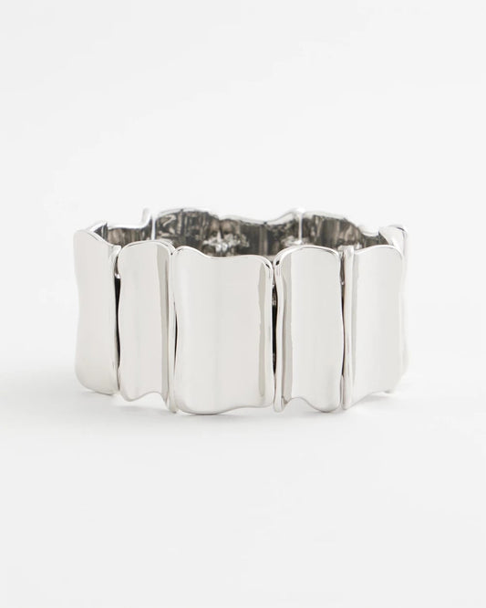 Chico's Women | Silvertone Wave Stretch Cuff Bracelet SILVER