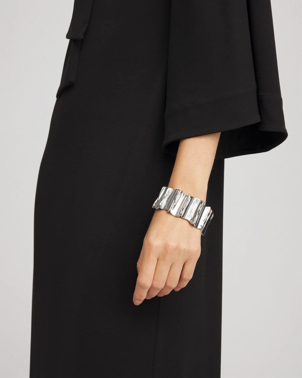 Chico's Women | Silvertone Wave Stretch Cuff Bracelet SILVER