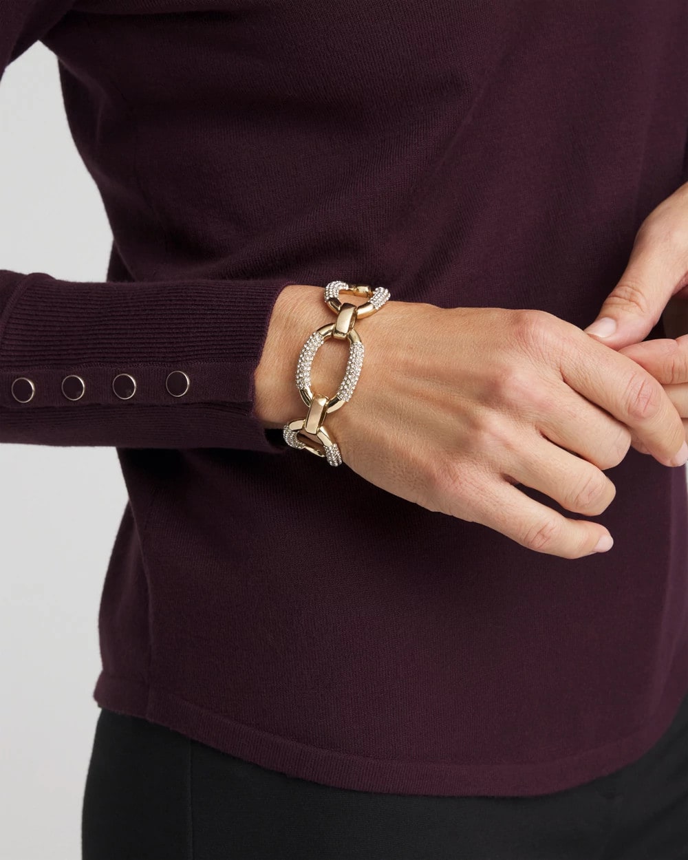 Chico's Women | Large Pave Link Toggle Bracelet GOLD