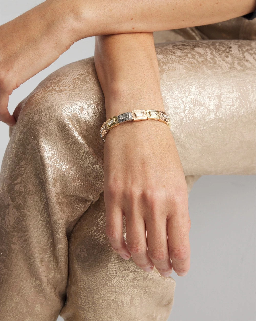 Chico's Women | Tri-Tone Rectangle Stretch Bracelet MIXED METALS