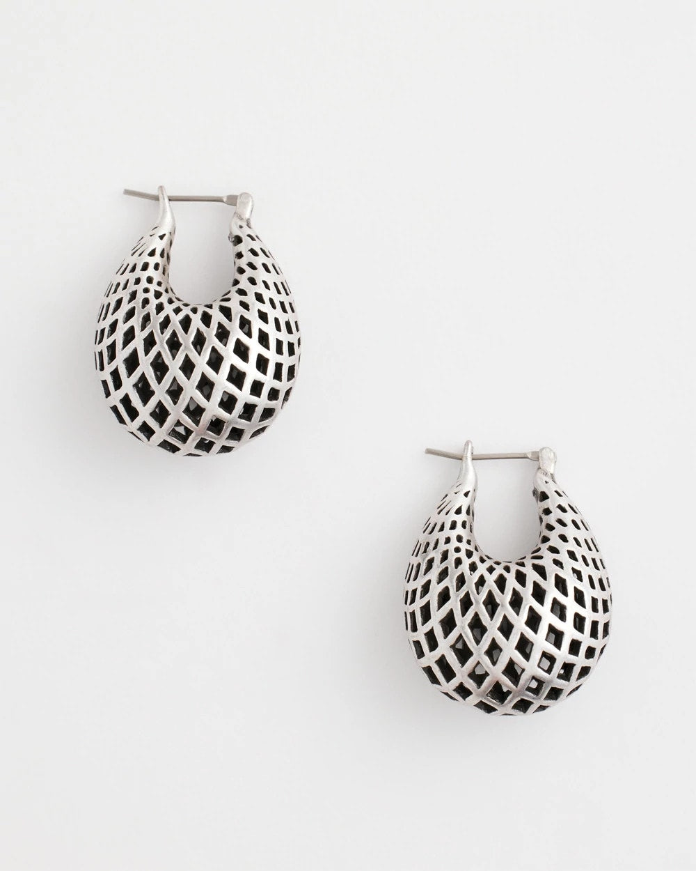 Chico's Women | Silver Lattice Puff Hoop Earrings SILVER