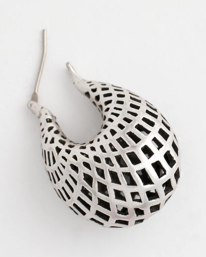 Chico's Women | Silver Lattice Puff Hoop Earrings SILVER
