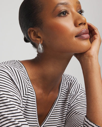 Chico's Women | Silver Lattice Puff Hoop Earrings SILVER