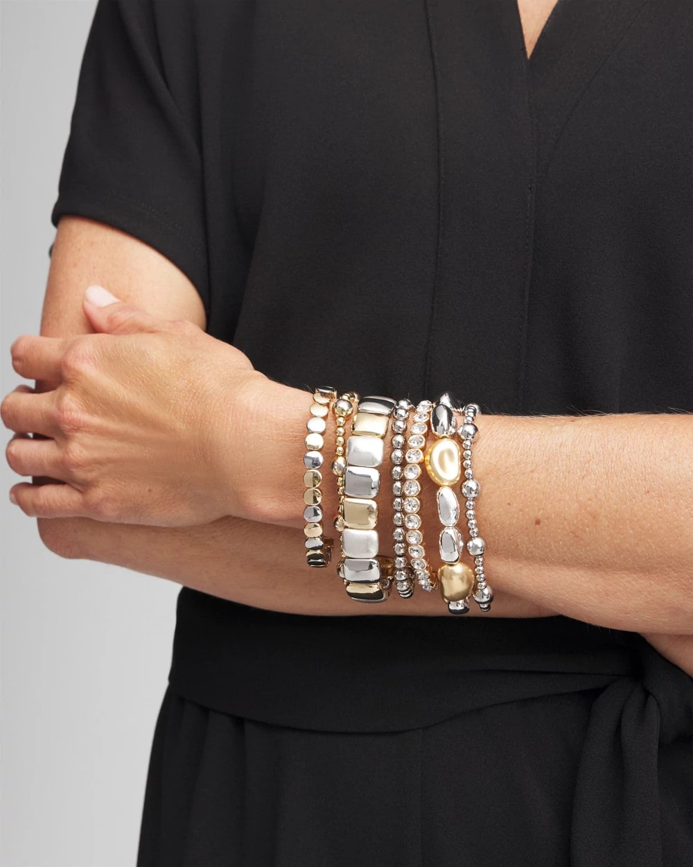 Chico's Women | Mixed-Metal Matte Square Stretch Bracelet MIXED METALS