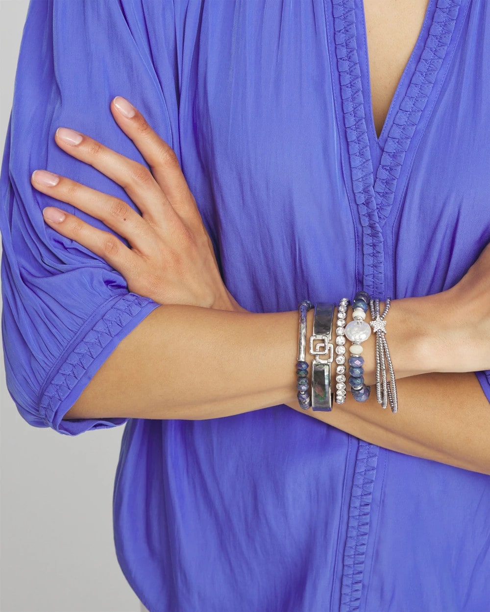 Chico's Women | Faux Tennis Stretch Bracelet SILVER