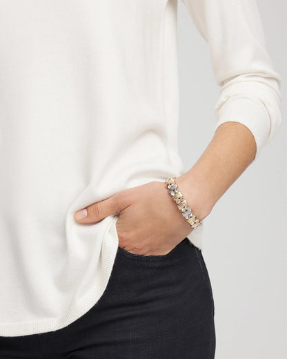 Chico's Women | Tri-Tone Rectangle Stretch Bracelet MIXED METALS